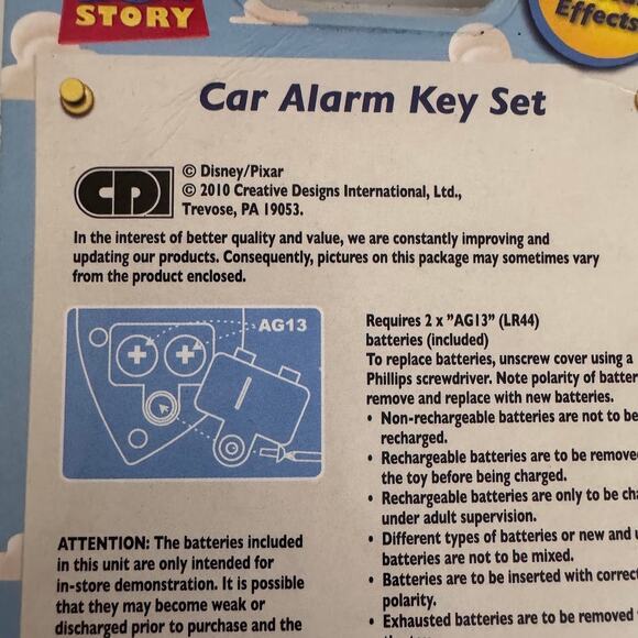 Disney Pixar Toy Story Car Alarm Key Set 2010 Collectors New - Picture 2 of 4